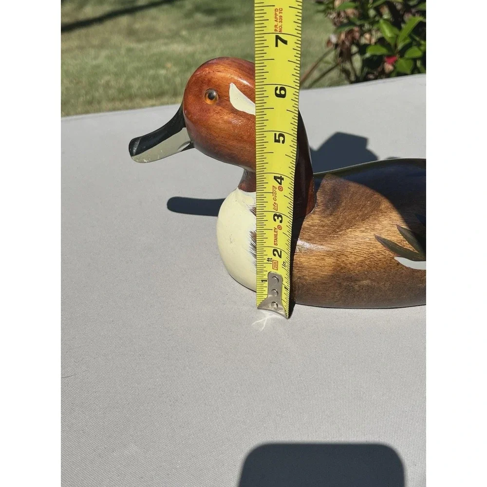 VTG Fetco Hand Carved Hand Painted Wooden Duck Decoy Glass Eyes 16